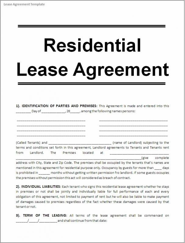 Rental Agreement Template Doc Printable Lease Agreement