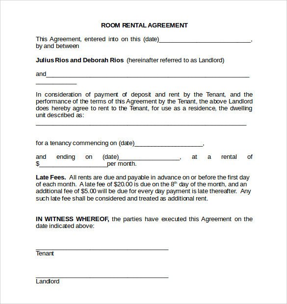 Rental Agreement Template Doc Room Rental Agreement 18 Download Free Documents In Pdf