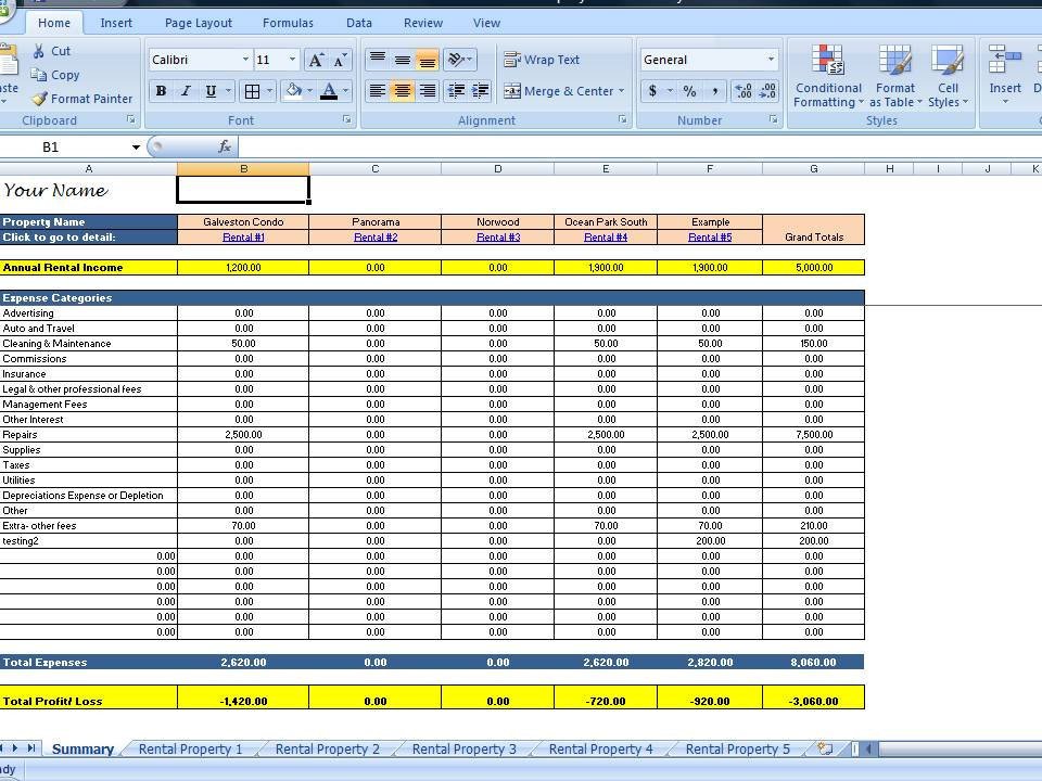 Rental Income Spreadsheet Template Landlord Rental In E and Expenses Tracking Spreadsheet
