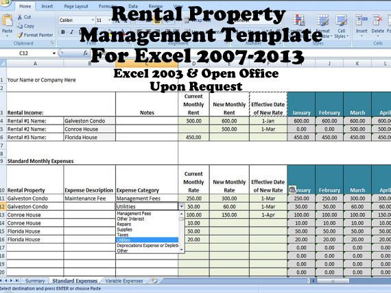 Rental Income Spreadsheet Template Rental In E and Expense Excel Spreadsheet Property