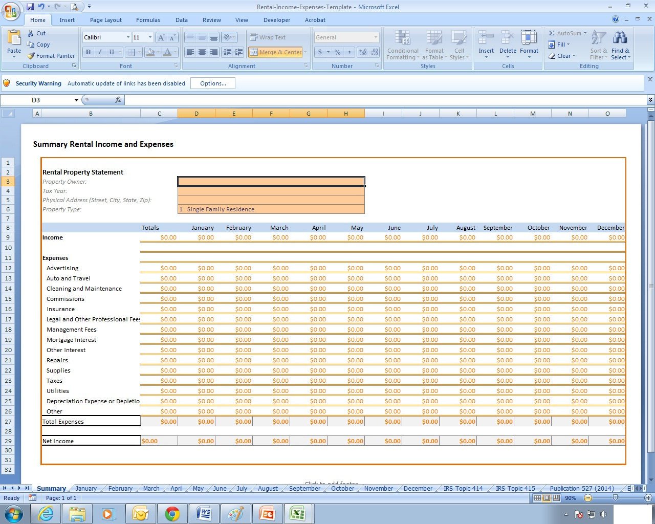 Rental Income Spreadsheet Template Rental In E and Expenses Excel Spreadsheet Template