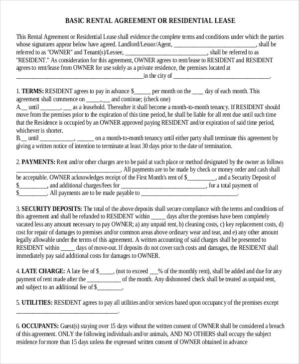 Rental Lease Agreement Template 20 Rental Lease Agreement Free Word Pdf format