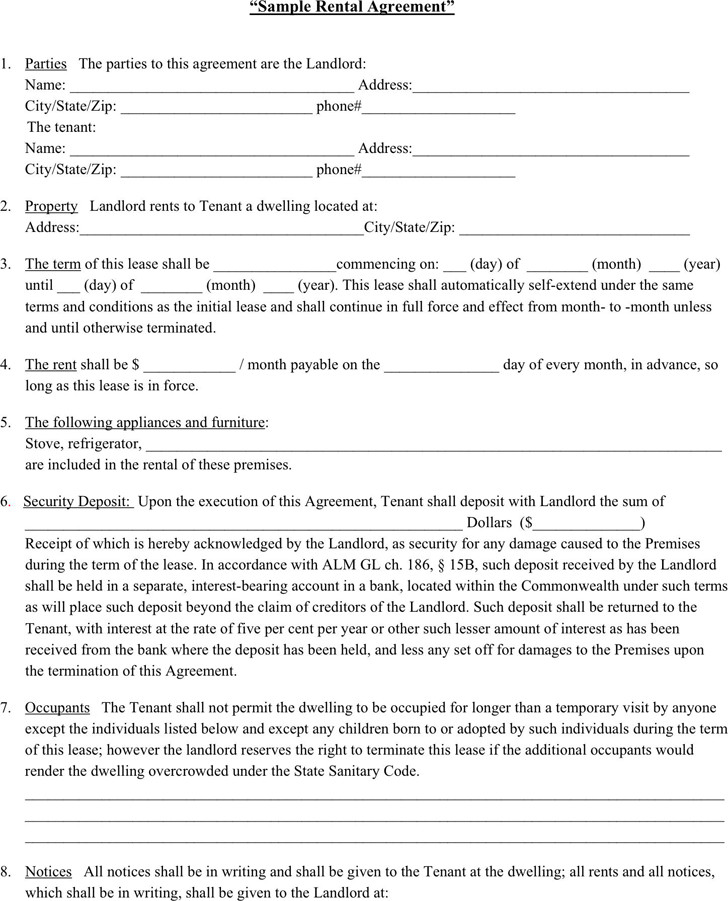 Rental Lease Agreement Template Rent Agreement Examples