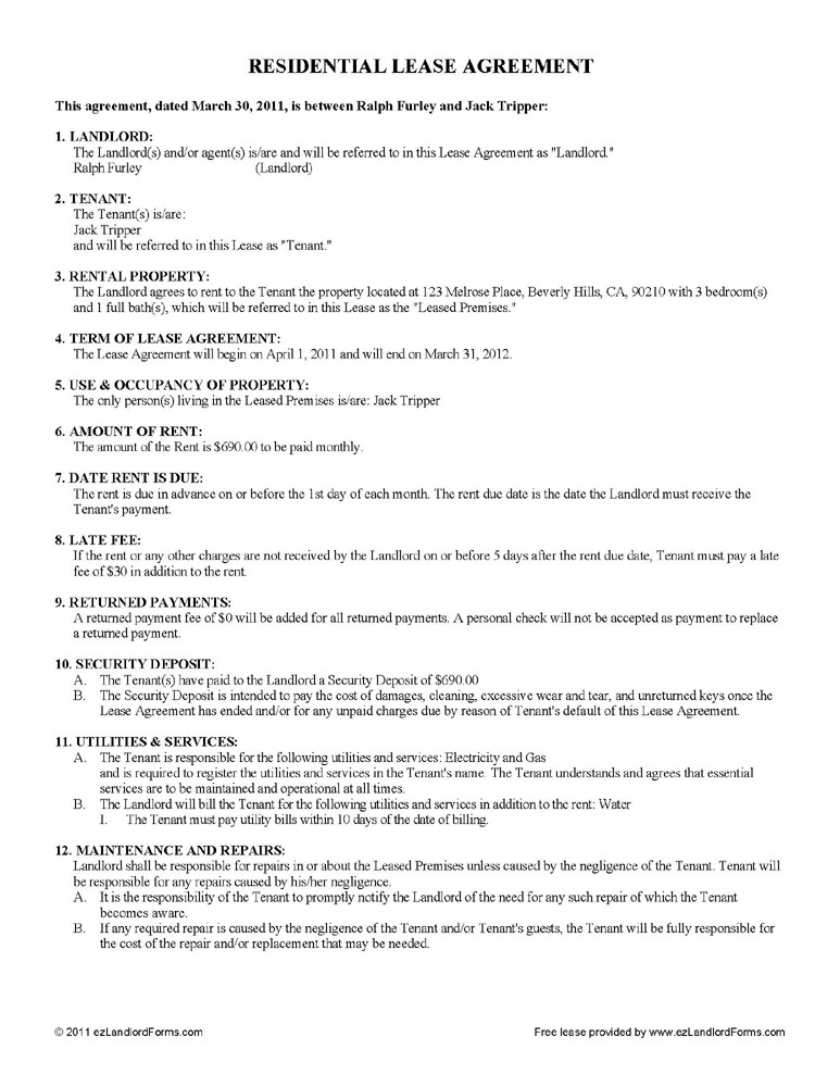 Rental Lease Agreement Template Residential Lease Agreement Template