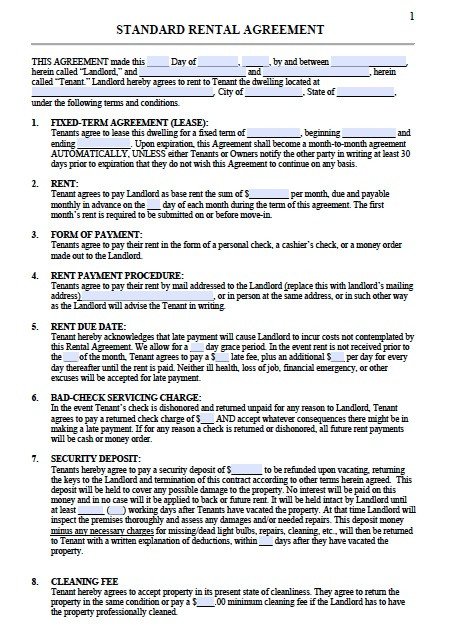Rental Lease Agreement Template Residential Lease Agreement Template
