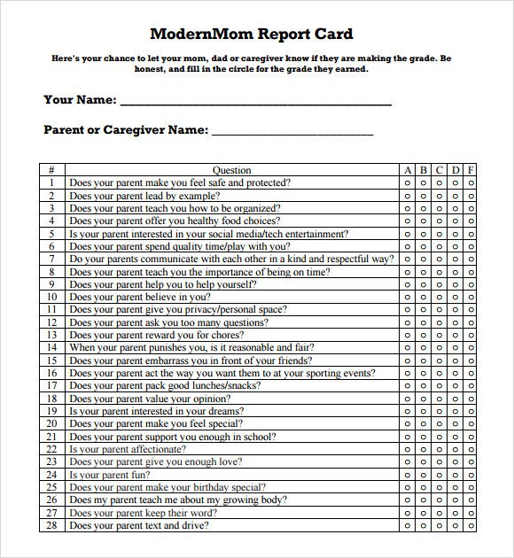Report Card Template Word Report Card Template 33 Free Word Excel Documents
