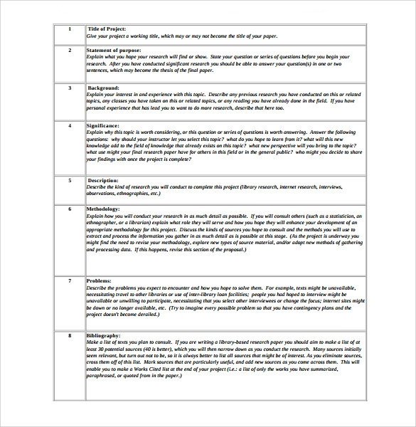 Research Paper Proposal Template Sample Research Paper Proposal Template 9 Free