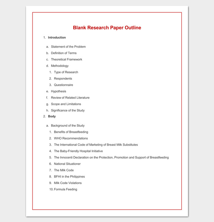 Research Paper Template Word Blank Outline Template 11 Examples and formats for