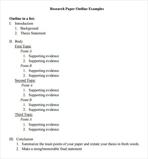 Research Paper Template Word Paper Outline Sample 5 Documents In Pdf Word