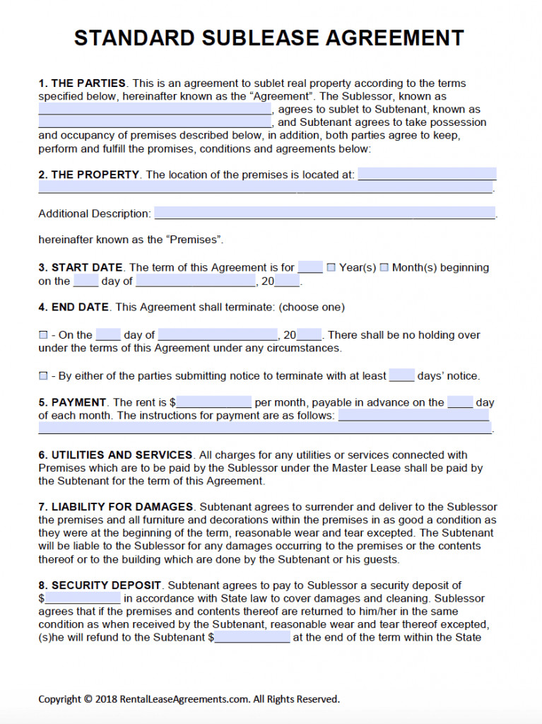 Residential Lease Agreement Template Free Printable Rental Lease Agreement Templates