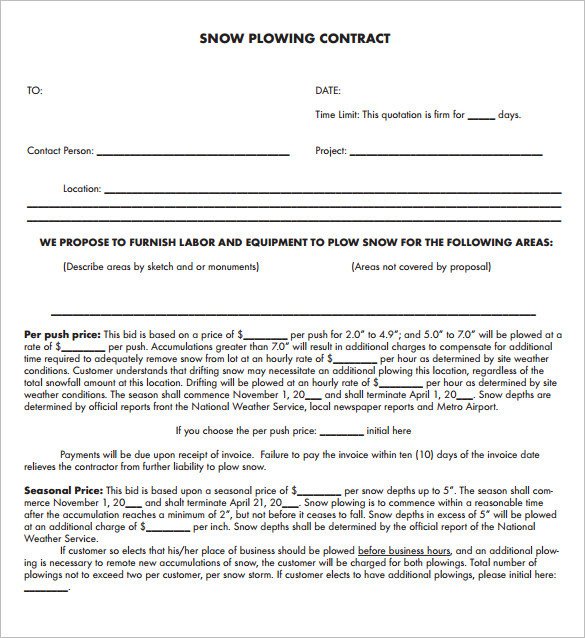 Residential Snow Removal Contract 20 Snow Plowing Contract Templates Google Docs Pdf