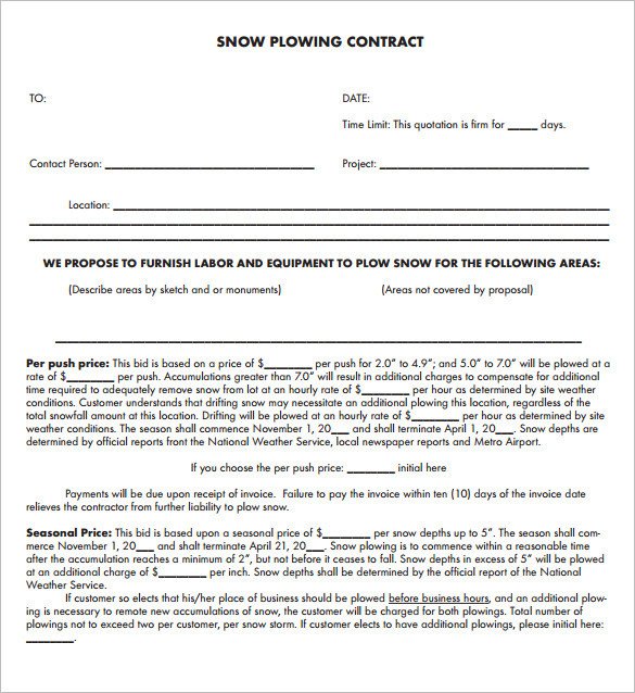 Residential Snow Removal Contract 20 Snow Plowing Contract Templates Google Docs Pdf