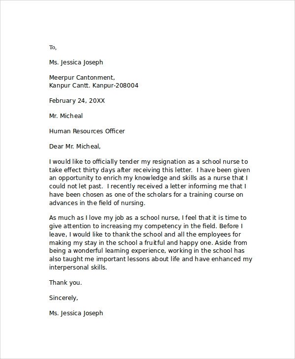 Resignation Letter for Nursing 11 Sample Nursing Resignation Letters Pdf Word