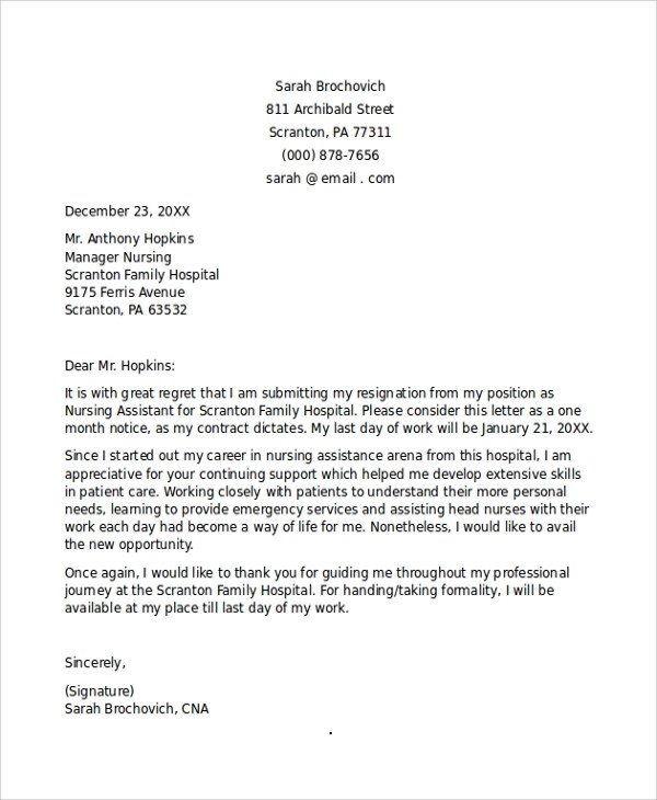 Resignation Letter for Nursing 11 Sample Nursing Resignation Letters Pdf Word
