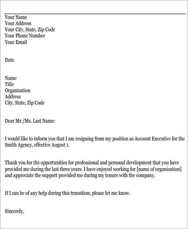 Resignation Letter Personal Reason 8 Sample Resignation Letters for Personal Reasons Doc Pdf
