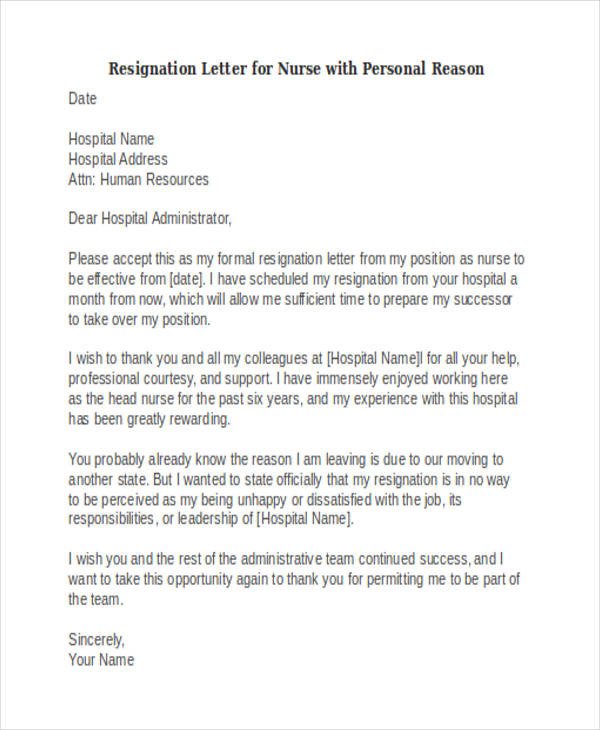 Resignation Letter Personal Reasons 39 Resignation Letter Examples