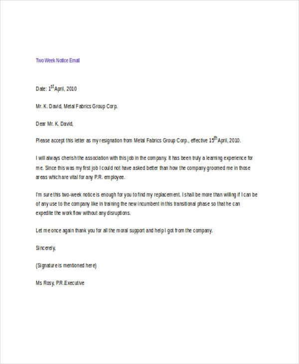 Resignation Letter Subject Line 21 Resignation Email Examples Doc