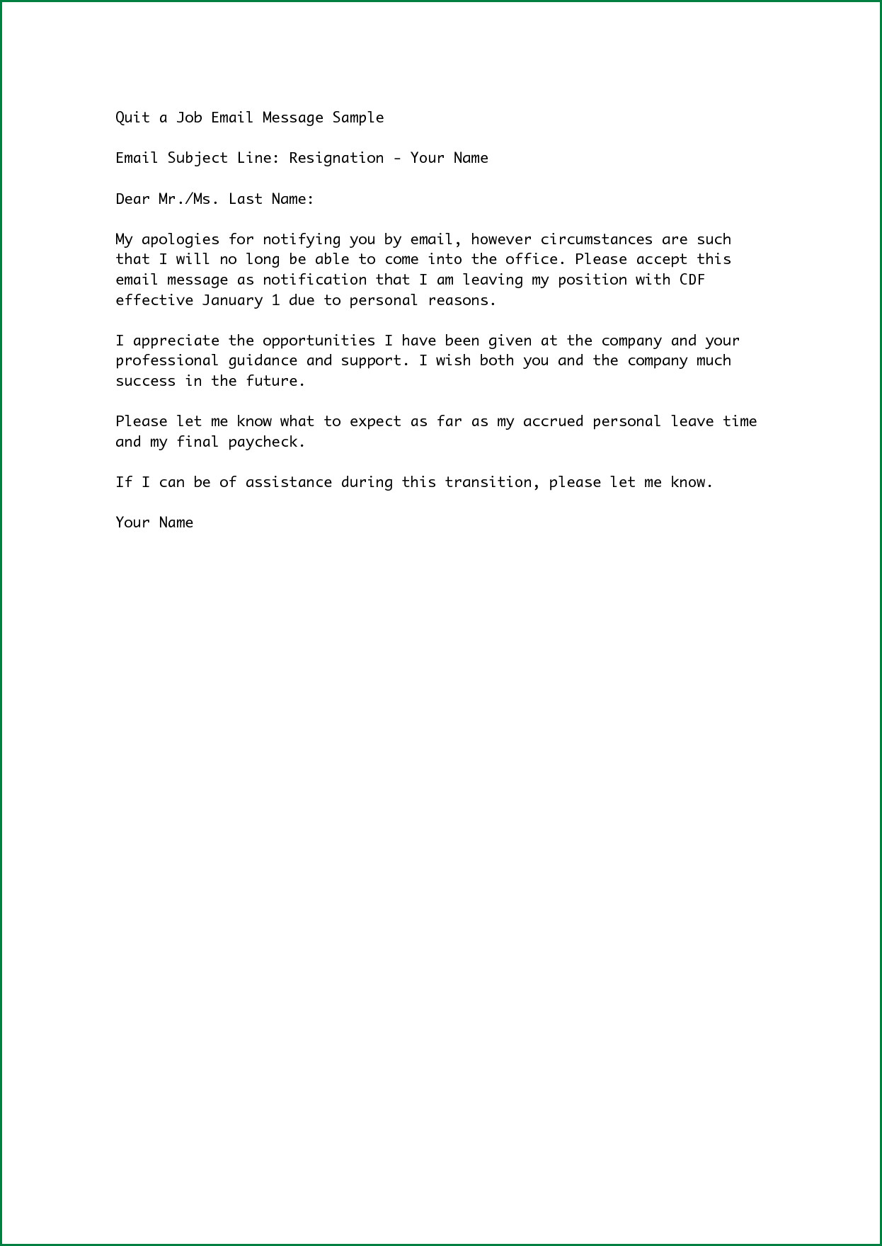 Resignation Letter Subject Line Subject for Resignation Letter Cover Letter Samples