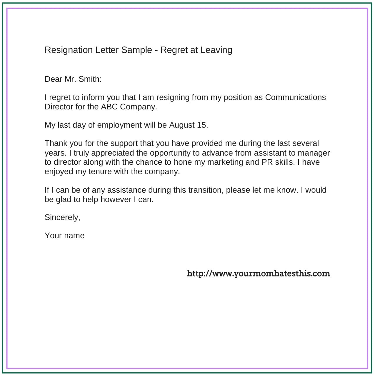 Resignation Letter with Regret Dos and Don’ts for A Resignation Letter