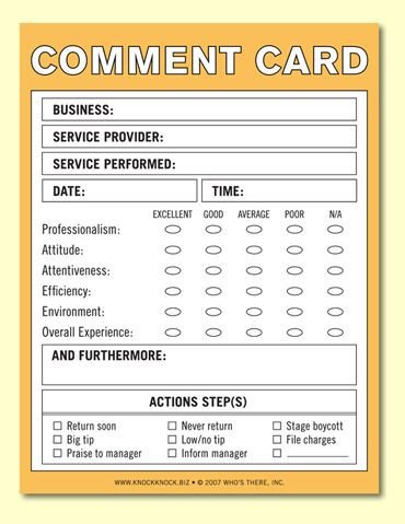Restaurant Comment Card Template 10 Best Images About Ment Cards On Pinterest