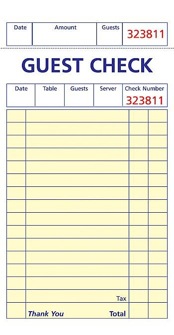 Restaurant Guest Check Template Template Gallery Page 259