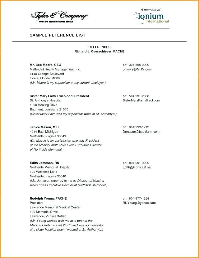 Resume Reference Page Template 15 References Section Of Resume