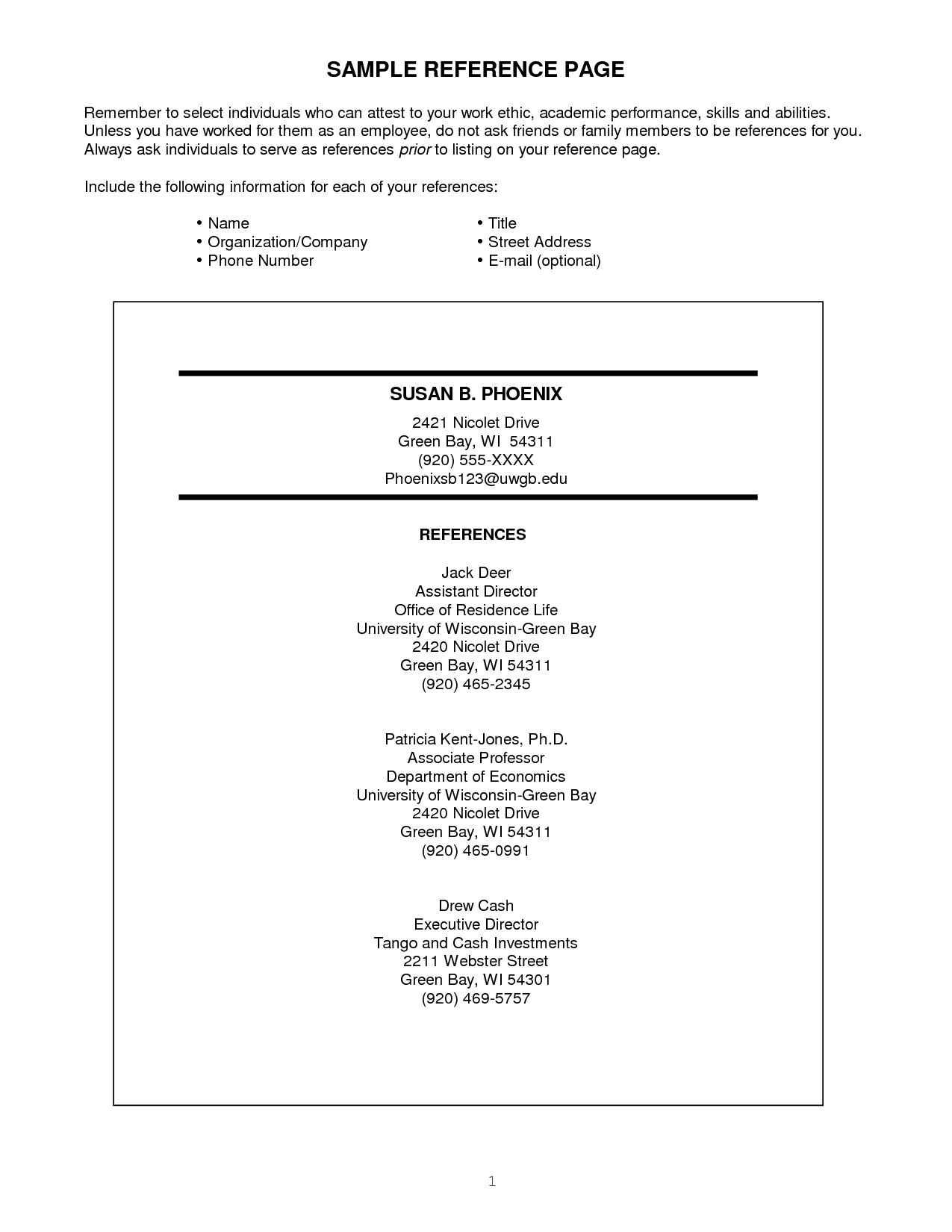 Resume Reference Page Template Resume Templates References References Resume