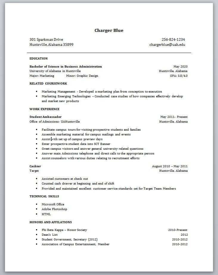 Resume Template for First Job College Students Resume with No Experience