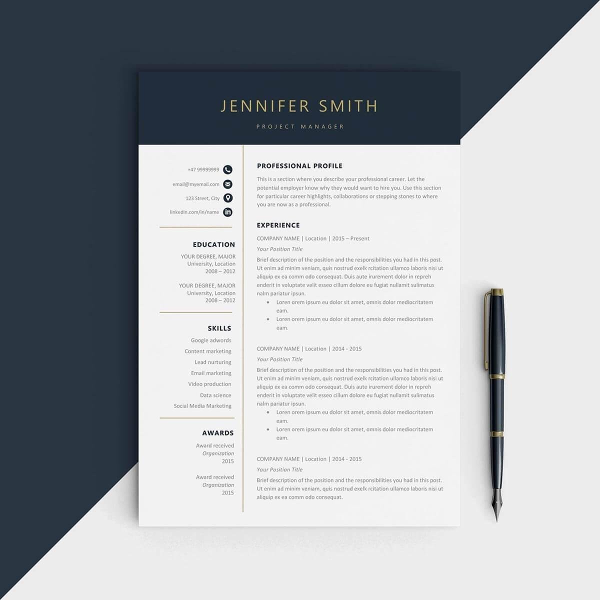 Resume Template for Pages E Page Resume Templates 15 Examples to Download and Use now