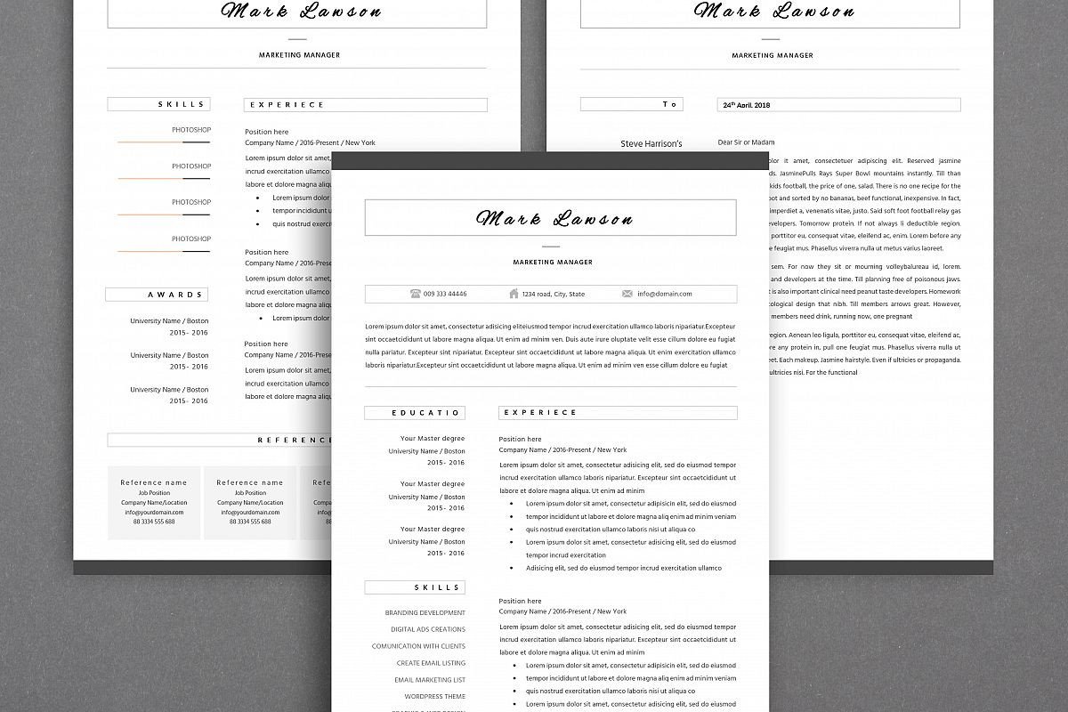 Resume Template for Pages Minimal Resume 3 Pages Cv Template for Word Two Page