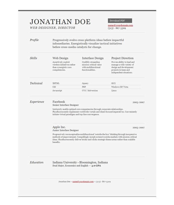 Resume Template for Pages Pages Resume Templates