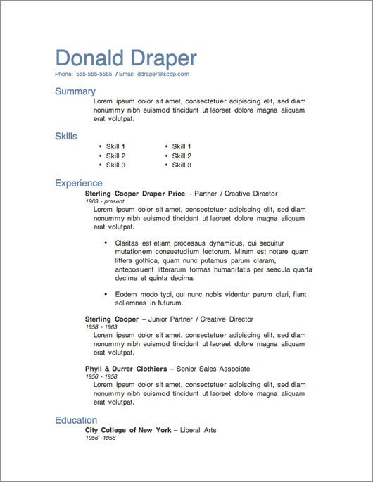 Resume Template Free Download 12 Resume Templates for Microsoft Word Free Download