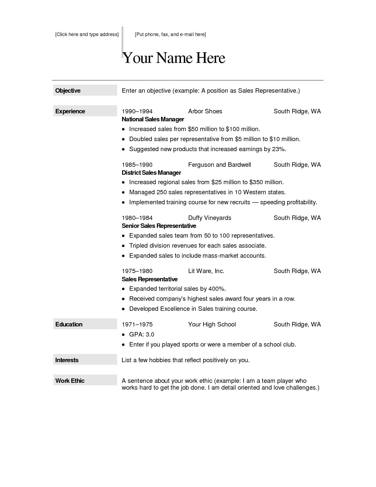 Resume Template Free Download Free Downloadable Resume Templates