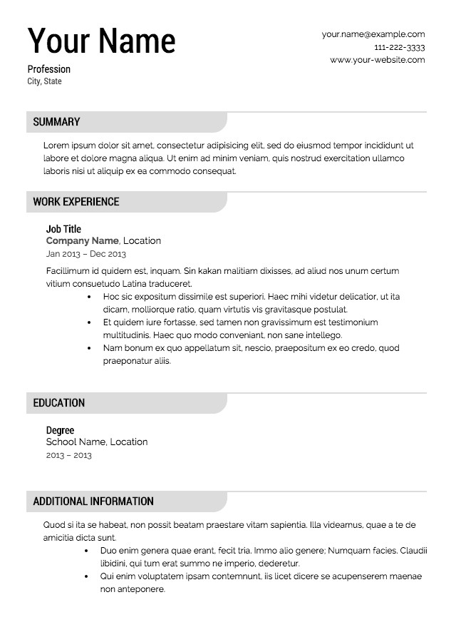 Resume Template Free Download Free Resume Templates