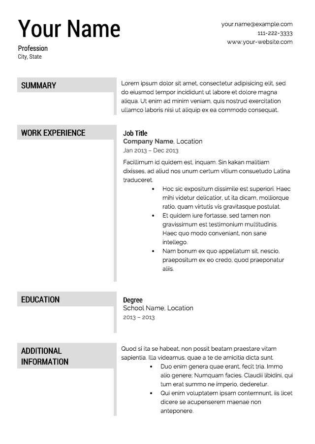 Resume Template Free Download Free Resume Templates