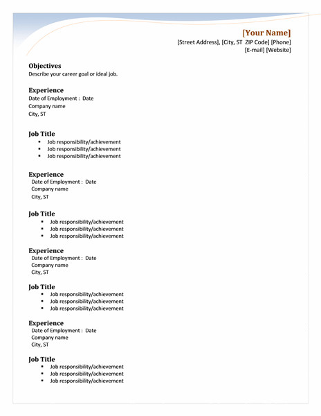 Resume Template Microsoft Word 2007 50 Free Microsoft Word Resume Templates for Download