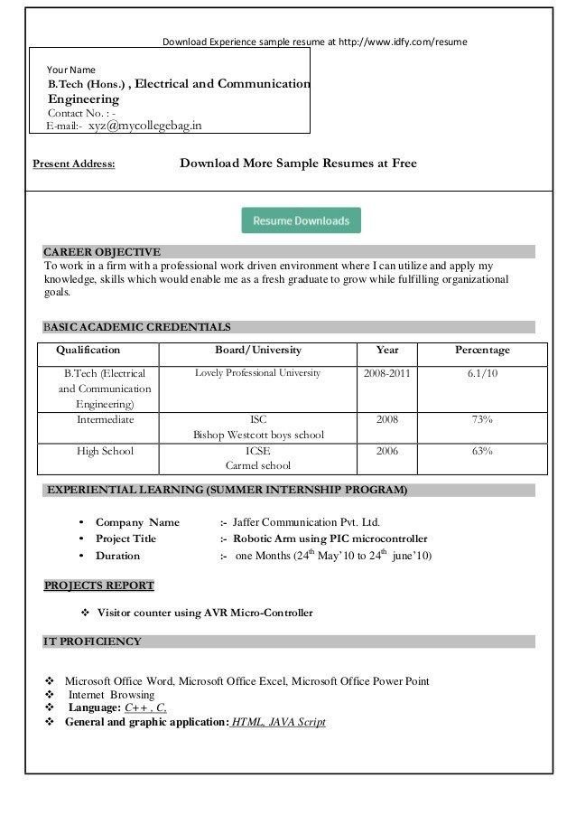Resume Template Ms Word 2007 Resume format Download In Ms Word Download My Resume In Ms