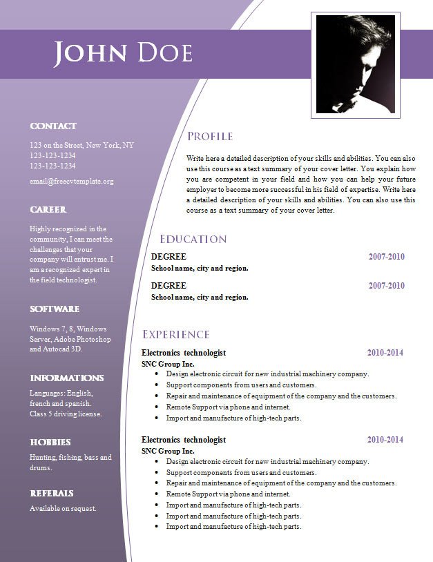 Resume Template Word Download Cv Templates for Word Doc 632 – 638 – Free Cv Template