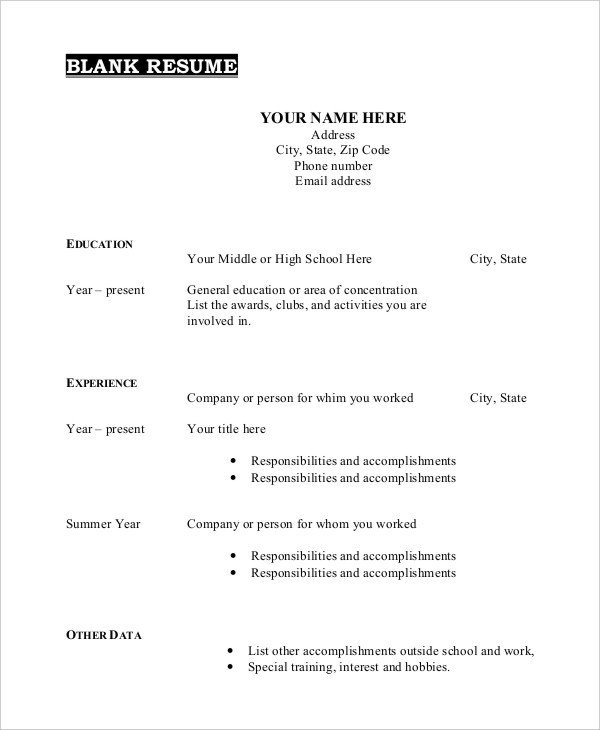 Resume Templates Free Printable Free Printable Resume Template