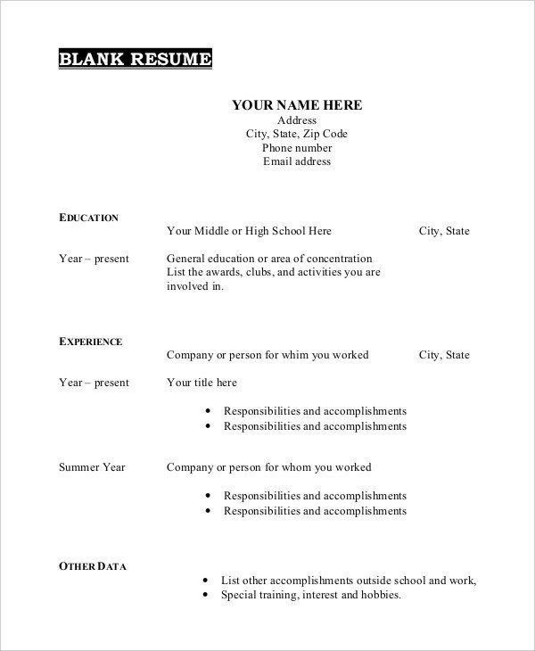 Resume Templates Free Printable Free Printable Resume Template