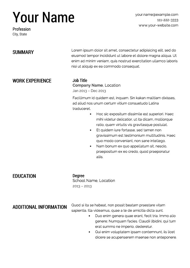 Resume Templates Free Printable Free Resume Templates