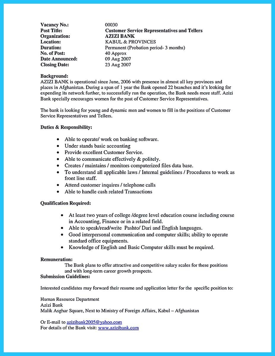 Resumes for Bank Teller Learning to Write From A Concise Bank Teller Resume Sample