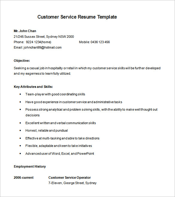 Retail Customer Service Resume 22 Best Customer Service Representative Resume Templates