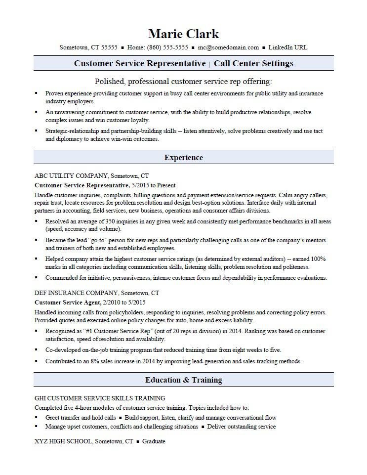 Retail Customer Service Resume Customer Service Representative Resume Sample