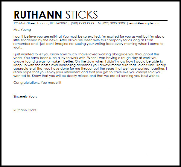Retirement Letter Of Appreciation Retirement Appreciation Letter to Employee