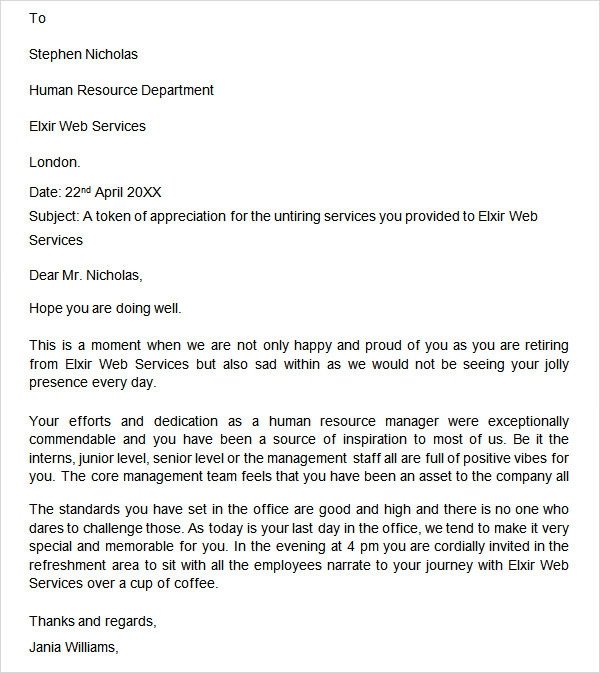 Retirement Letter Of Appreciation Retirement Letter 20 Download Free Documents In Pdf Word Retirement Letter Of Appreciation Retirement Letter 20 Download Free Documents In Pdf Word