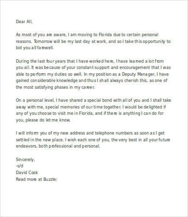 Retirement Letter to Coworkers 2 Retirement Letter to Coworkers Pdf Doc