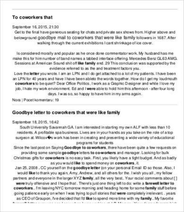 Retirement Letter to Coworkers 3 Retirement Letter to Colleagues Pdf Doc