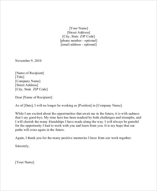 Retirement Letter to Coworkers formal Letter Sample Template 70 Free Word Pdf