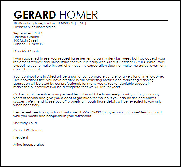 Retirement Letter to Coworkers Retirement Letter Of Appreciation